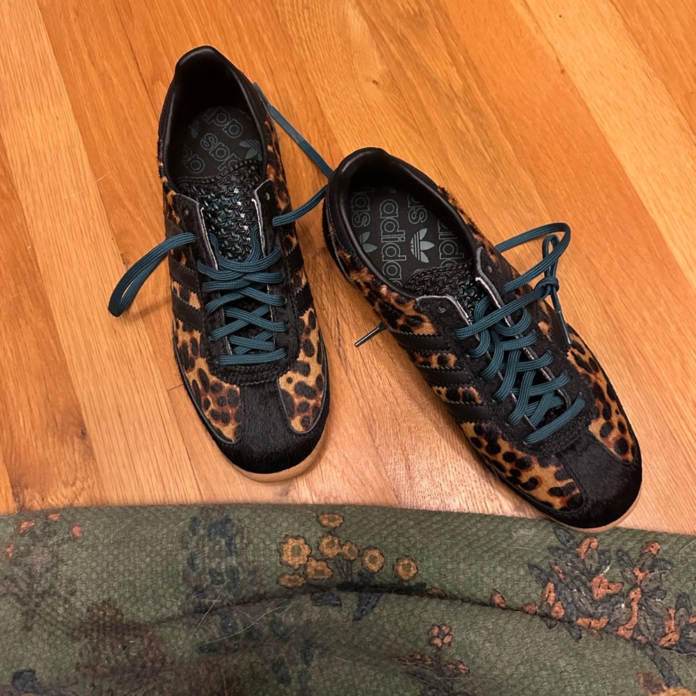 Adidas Animal Print Sneakers with Teal Accents